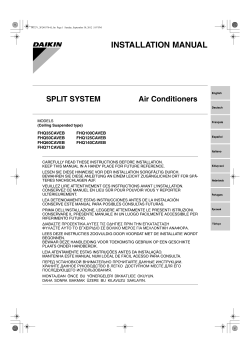 INSTALLATION MANUAL SPLIT SYSTEM Air Conditioners FHQ35CAVEB