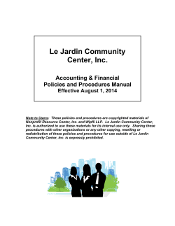 Le Jardin Community Center, Inc. Accounting &amp; Financial Policies and Procedures Manual
