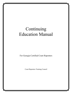 Continuing Education Manual For Georgia Certified Court Reporters