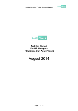 August 2014 Training Manual For HR Managers