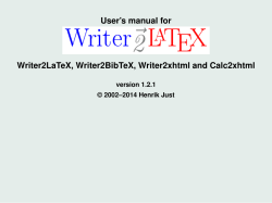 User’s manual for Writer2LaTeX, Writer2BibTeX, Writer2xhtml and Calc2xhtml version 1.2.1