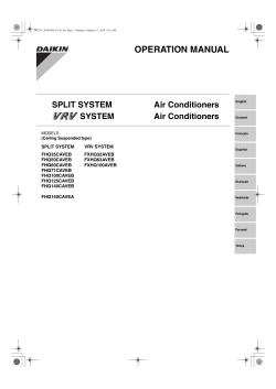 OPERATION MANUAL SPLIT SYSTEM Air Conditioners SYSTEM