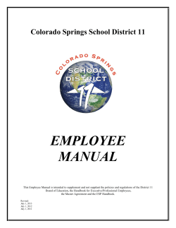 EMPLOYEE MANUAL Colorado Springs School District 11