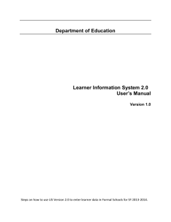 Department of Education Learner Information System 2.0 User’s Manual