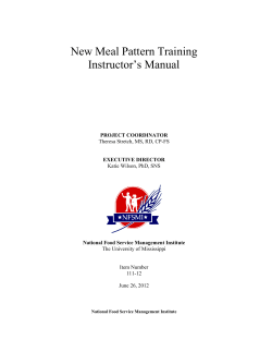 New Meal Pattern Training Instructor’s Manual