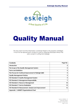 Quality Manual Eskleigh Quality Manual