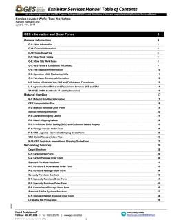 Exhibitor Services Manual Table of Contents