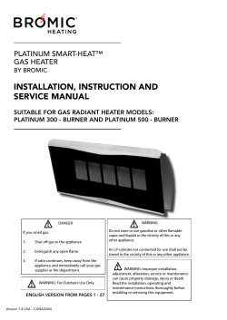 InstallatIon, InstructIon and servIce manual Platinum Smart-heat™ GaS heater