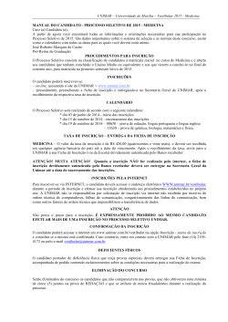 UNIMAR – Universidade de Marília – Vestibular 2015 - Medicina
