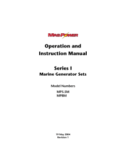 Operation and Instruction Manual Series I Marine Generator Sets