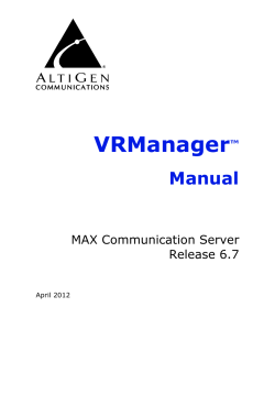 VRManager Manual MAX Communication Server Release 6.7
