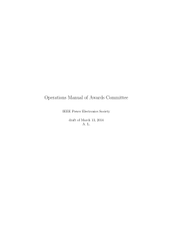 Operations Manual of Awards Committee IEEE Power Electronics Society A. L.
