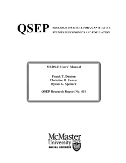QSEP MEDS-E Users’ Manual Frank T. Denton Christine H. Feaver
