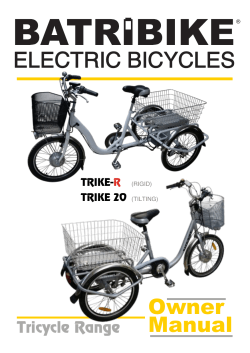 Owner Manual Tricycle Range TRIKE-