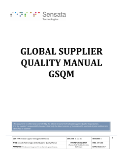 GLOBAL SUPPLIER QUALITY MANUAL  GSQM