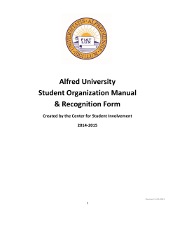 Alfred University Student Organization Manual &amp; Recognition Form