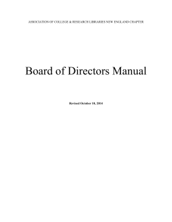 Board of Directors Manual  Revised October 10, 2014