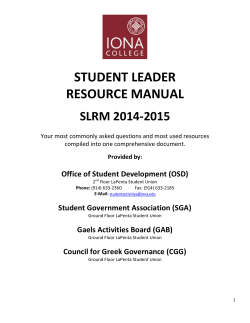 STUDENT LEADER RESOURCE MANUAL SLRM 2014-2015