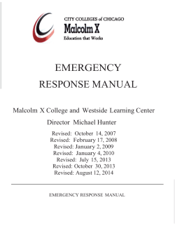 EMERGENCY RESPONSE MANUAL  Malcolm X College and  Westside  Learning Center