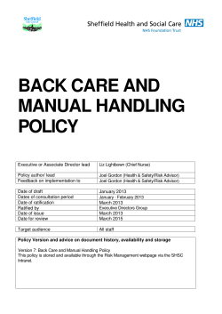 BACK CARE AND MANUAL HANDLING POLICY