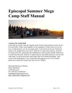 Episcopal Summer Mega Camp Staff Manual