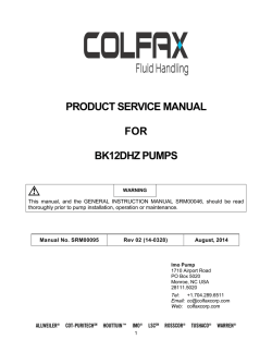 PRODUCT SERVICE MANUAL FOR BK12DHZ PUMPS