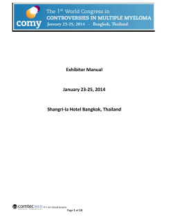 Exhibitor Manual January 23-25, 2014 Shangri-la Hotel Bangkok, Thailand