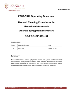 PERFORM Operating Document Use and Cleaning Procedures for Manual and Automatic Aneroid Sphygmomanometers