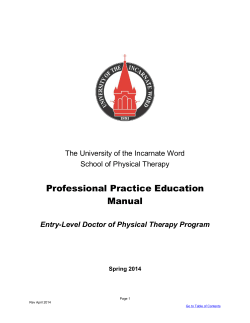 Professional Practice Education Manual The University of the Incarnate Word
