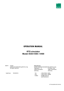 OPERATION MANUAL RTD simulator Model 4530-V300 /-V400