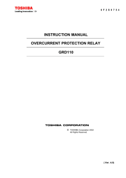 INSTRUCTION MANUAL OVERCURRENT PROTECTION RELAY GRD110