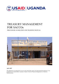 TREASURY MANAGEMENT FOR SACCOs PROCEDURE GUIDELINES AND TRAINING MANUAL