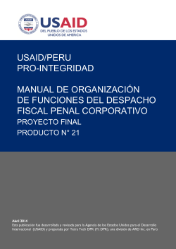 USAID/PERU PRO-INTEGRIDAD MANUAL DE ORGANIZACIÓN
