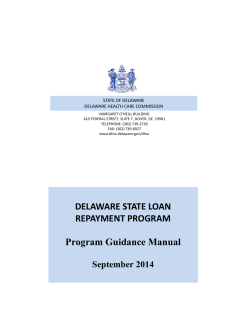 STATE OF DELAWARE DELAWARE HEALTH CARE COMMISSION