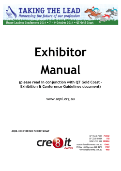 Exhibitor Manual (please read in conjunction with QT Gold Coast –