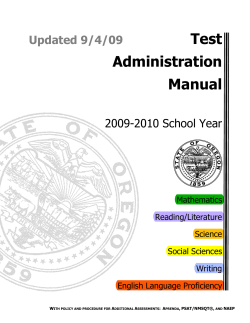 Test Administration Manual Updated 9/4/09