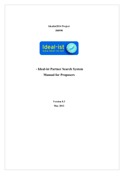 Ideal-ist Partner Search System - Manual for Proposers Idealist2014 Project