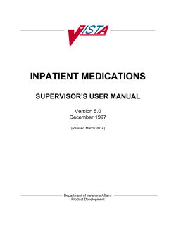 INPATIENT MEDICATIONS  SUPERVISOR’S USER MANUAL Version 5.0