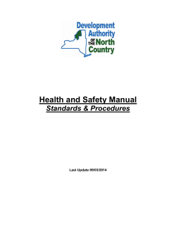 Health and Safety Manual Standards &amp; Procedures Last Update 09/03/2014