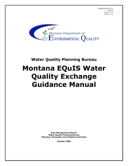 Montana EQuIS Water Quality Exchange Guidance Manual Water Quality Planning Bureau