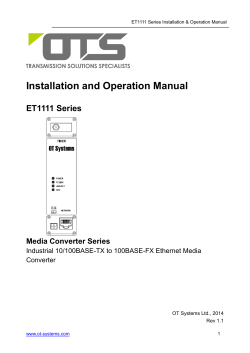 Installation and Operation Manual  ET1111 Series Media Converter Series