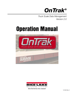 OnTrak Operation Manual Truck Scale Data Management Version 2.0