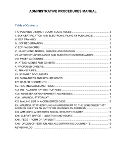 ADMINISTRATIVE PROCEDURES MANUAL Table of Contents