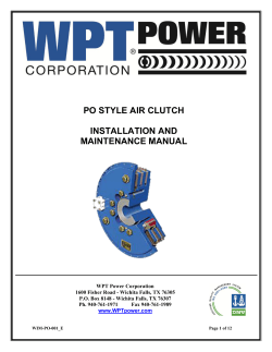 PO STYLE AIR CLUTCH INSTALLATION AND MAINTENANCE MANUAL