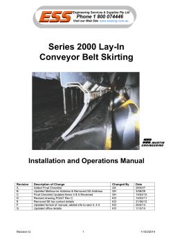 Series 2000 Lay-In Conveyor Belt Skirting  Installation and Operations Manual