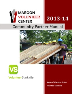 2013-14 Community Partner Manual Maroon Volunteer Center Volunteer Starkville