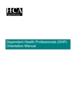 Dependent Health Professionals (DHP) Orientation Manual
