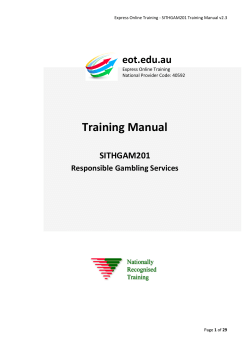 Training Manual eot.edu.au SITHGAM201