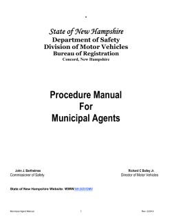 Procedure Manual For Municipal Agents State of New Hampshire