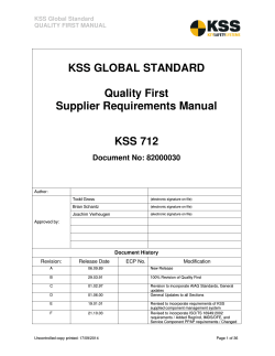 KSS GLOBAL STANDARD  Quality First Supplier Requirements Manual